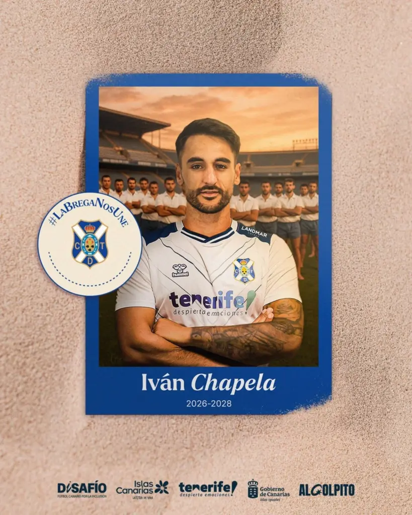 El Tenerife ficha al extremo gaditano Iván Chapela hasta 2028. CD Tenerife.