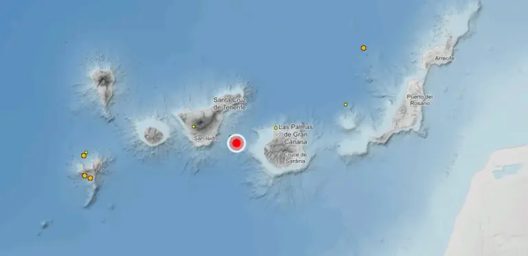 Un terremoto de magnitud 4,1 sacude la zona entre Tenerife y Gran Canaria