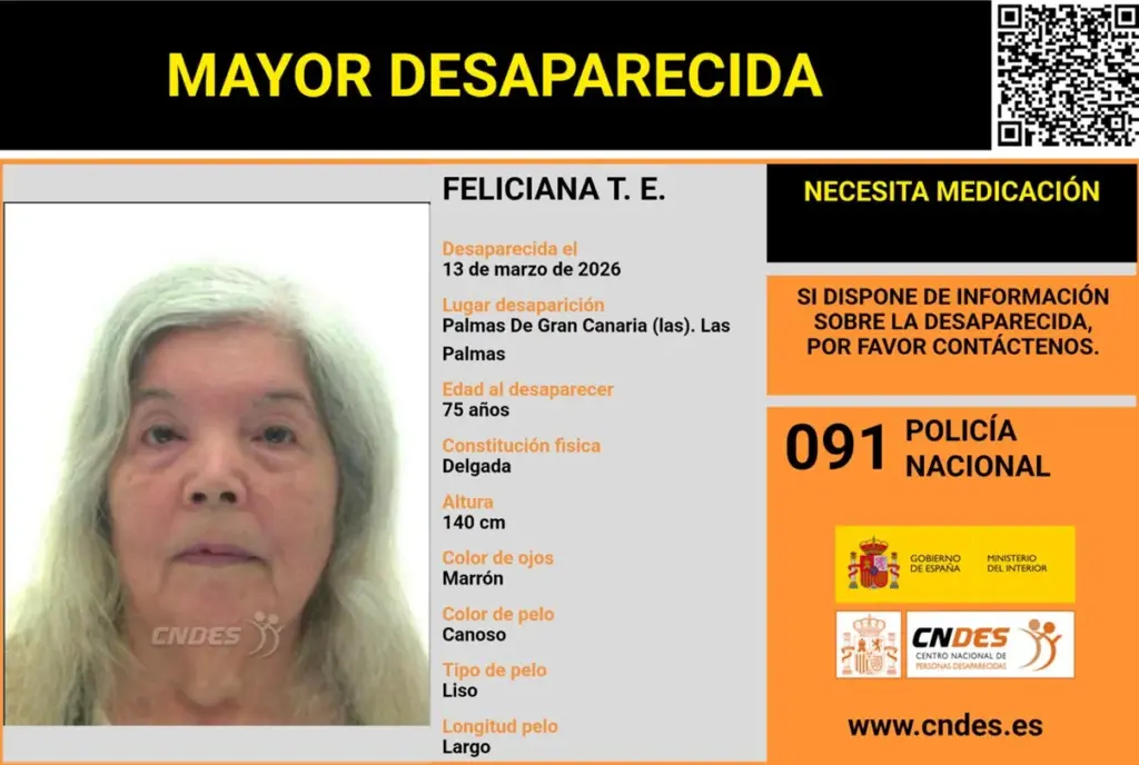 Feliciana, desaparecida en Las Palmas de Gran Canaria el 13 de marzo de 2026