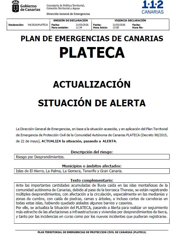 Desprendimientos alerta