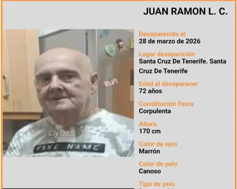 Buscan a Juan Ramón, un hombre de 72 años con alzhéimer desaparecido en Santa Cruz de Tenerife