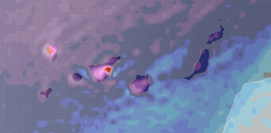 Mapa de previsión de lluvias acumuladas en las próximas horas en Canarias / Meteored