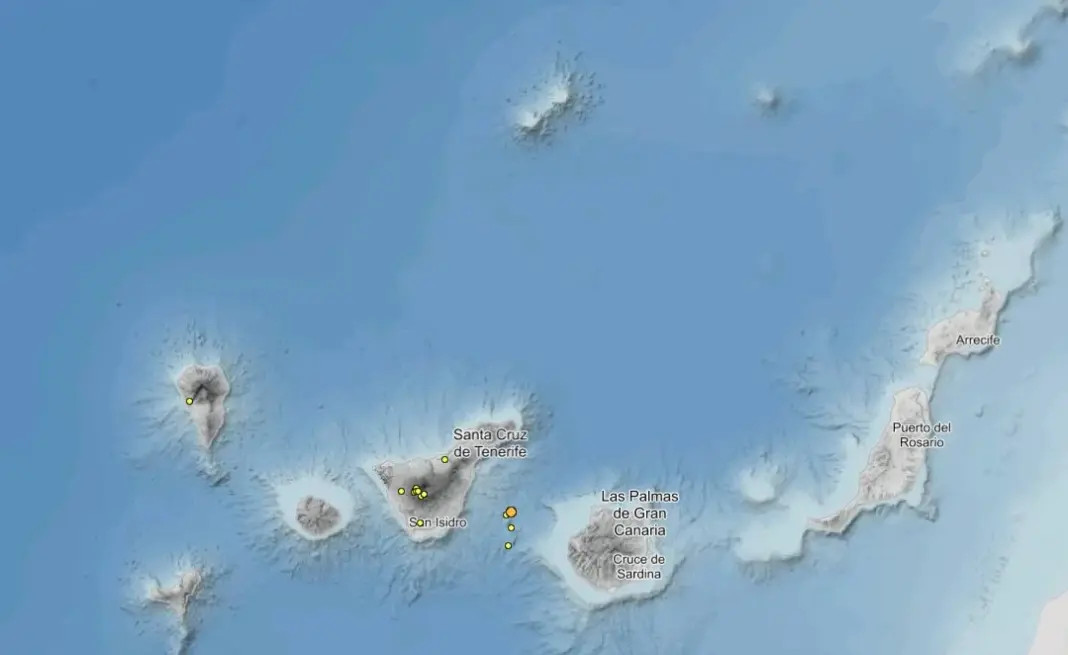 Concentración de terremotos al oeste de las Cañadas del Teide. Imagen IGN