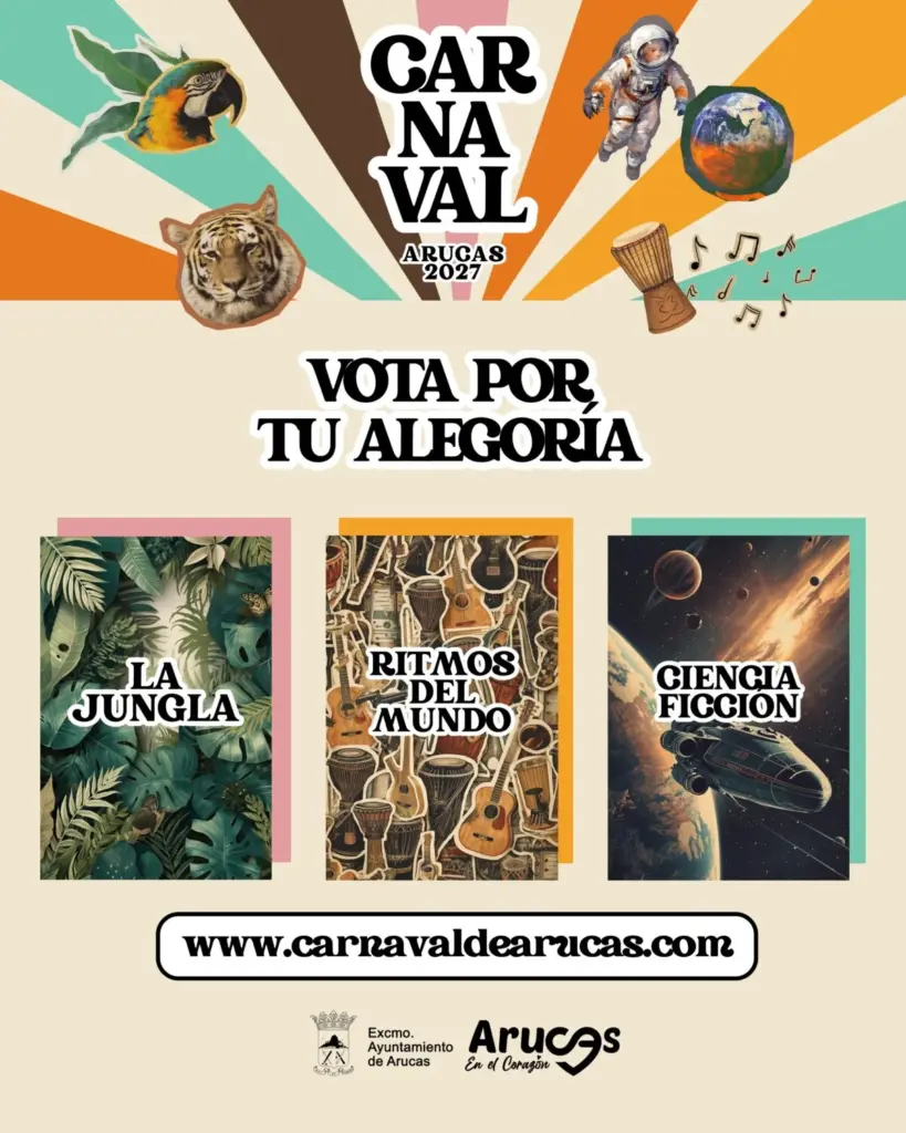 Cartel de la votación para elegir la alegoría del Carnaval 2027 de Arucas
