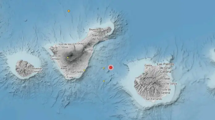 Registran un terremoto de magnitud 3,5 entre Tenerife y Gran Canaria