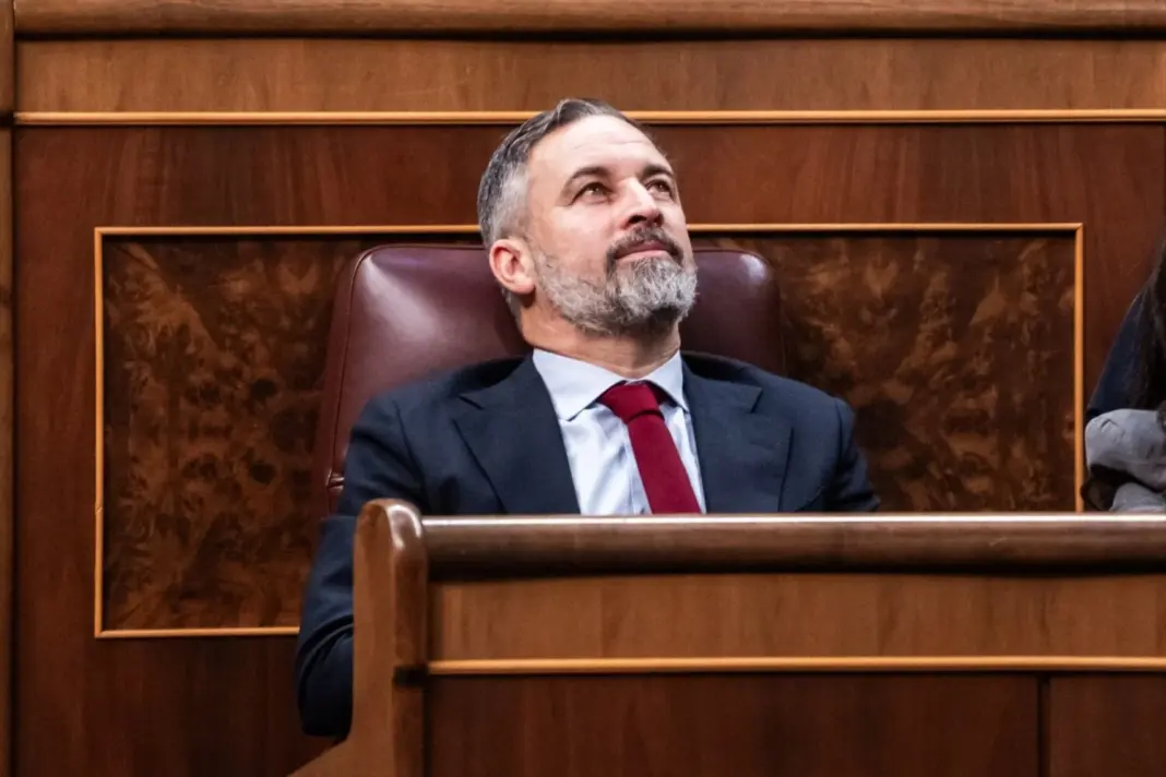 El presidente de Vox, Santiago Abascal, durante una sesión plenaria, en el Congreso de los Diputados. - César Vallejo Rodríguez - Europa Press