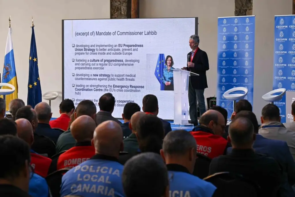 Presentación de los resultados del simulacro volcánico europeo MODEX, desarrollado en Garachico en septiembre de 2025. Imagen Cabildo de Tenerife / Europa Press