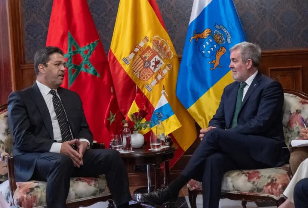 El presidente del Consejo Regional de Souss Massa, Karim Achengli, y el presidente canario, Fernando Clavijo. Imagen Gobierno de Canarias
