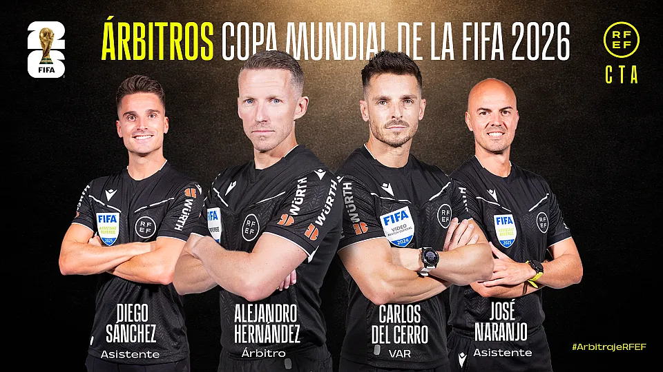 Equipo arbitral español que estará en el Mundial de fútbol. Imagen RFEF