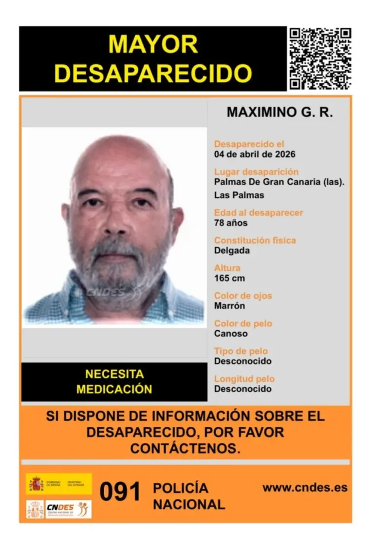 Se pide colaboración para encontrar a Maximino G.R., desaparecido en Las Palmas de Gran Canaria