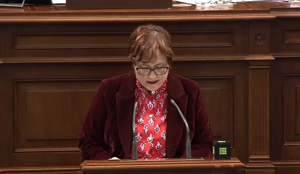 Candelaria Delgado en el pleno del Parlamento de Canarias