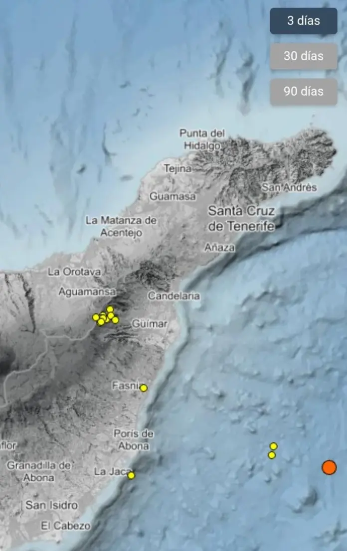 Datos proporcionados por el Instituto Geográfico Nacional (IGN), que ha reflejado un total de 5 eventos sísmicos en las últimas horas