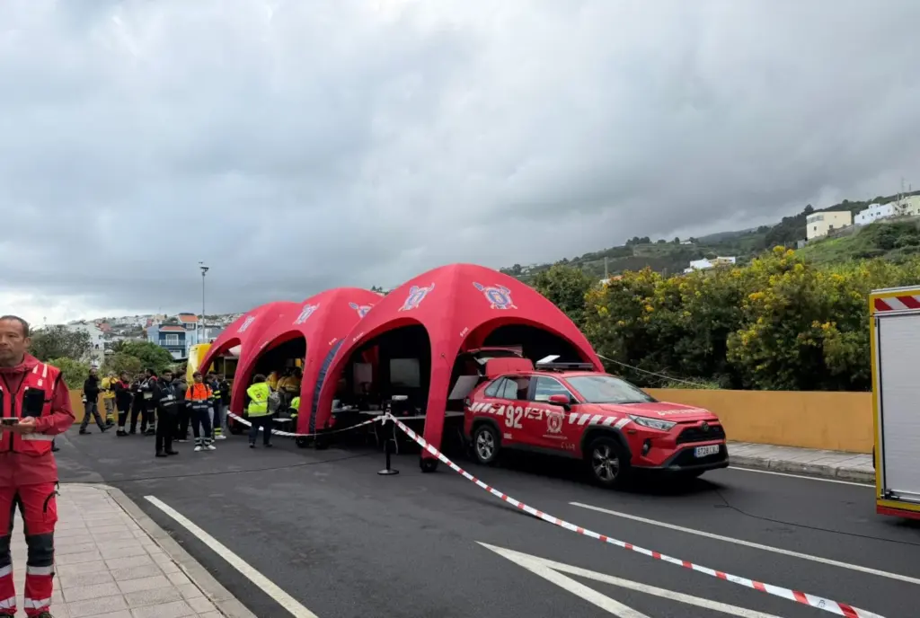Dispositivo por el simulacro de incendio forestal en La Guancha, Tenerife