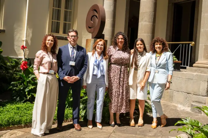 El equipo de la Diputación del Común junto a Lola Padrón en las inmediaciones del Parlamento de Canarias