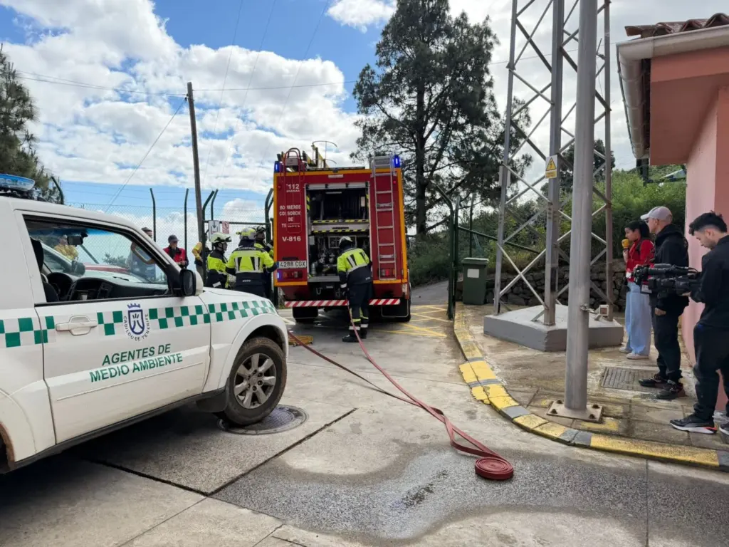 Intervención en el simulacro de incendio en La Guancha. Imagen RTVC