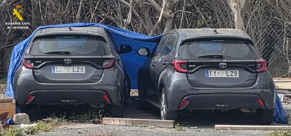 Coches incautados por la Guardia Civil con matrículas falsas
