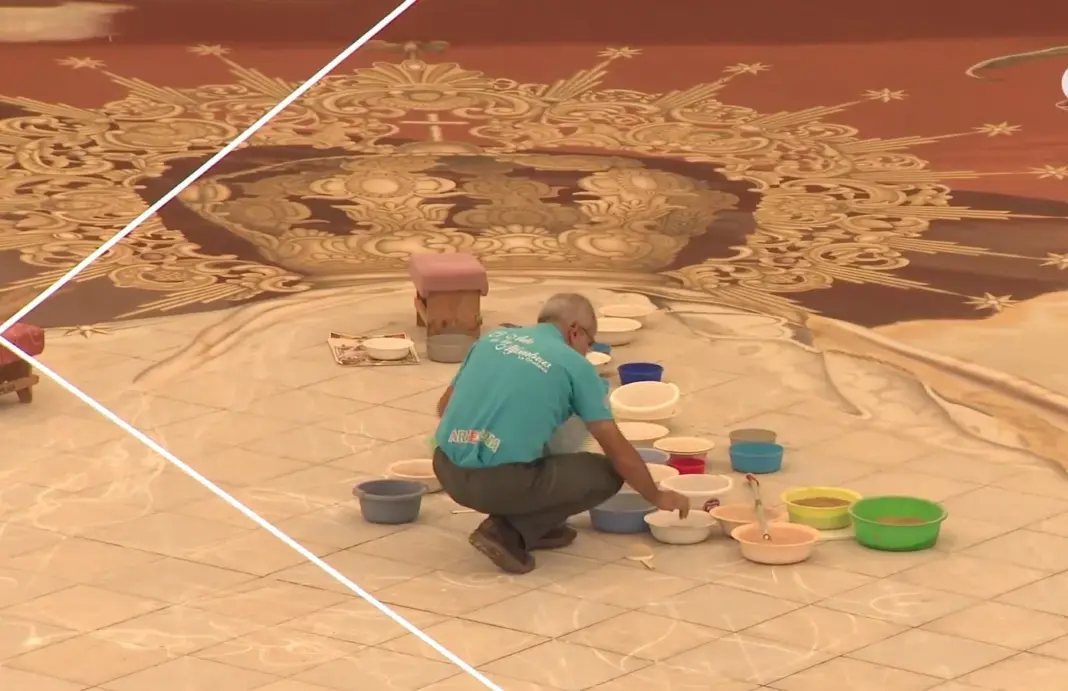 Elaboración de las alfombras del Corpus de La Villa de la Orotava 2025