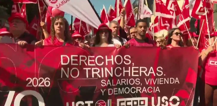 Cabecera de la manifestación del Primero de Mayo en Tenerife