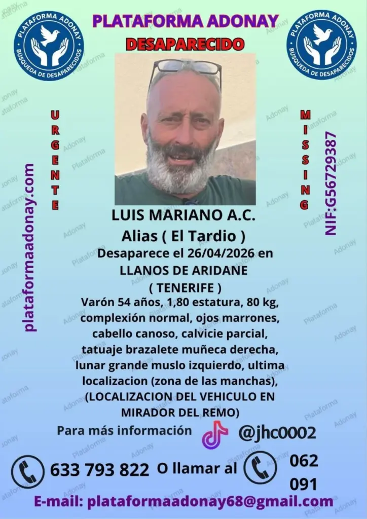 Buscan a Luis Mariano Acosta en La Palma