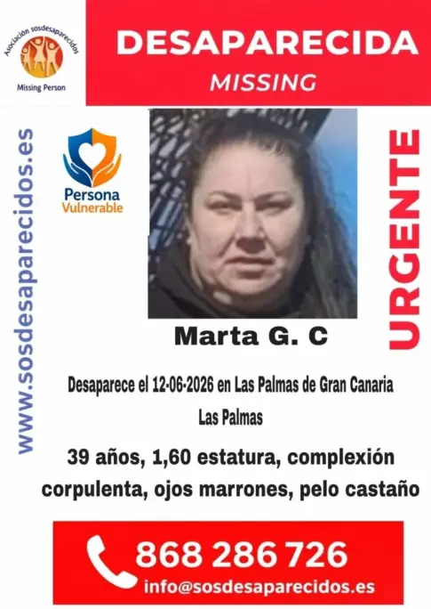 Piden colaboración para localizar a Marta desaparecida en Las Palmas de Gran Canaria