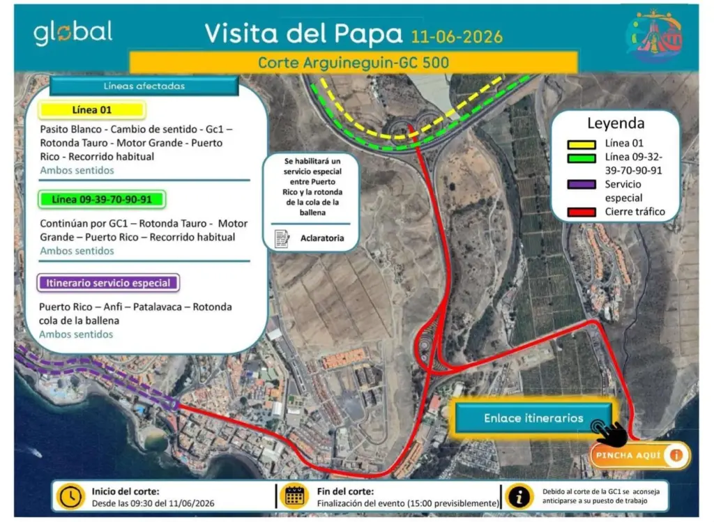 Aterrizará en Gran Canaria sobre las 10:50h y se desplazará al muelle de Arguineguín