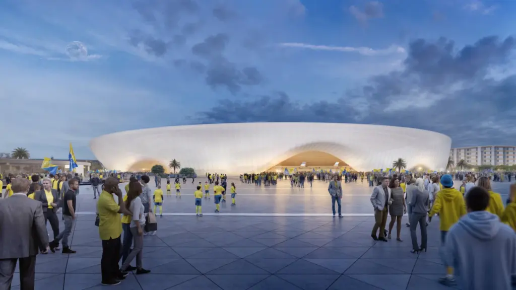 Exterior del Estadio de Gran Canaria tras la reforma. Infografía Cabildo de Gran Canaria