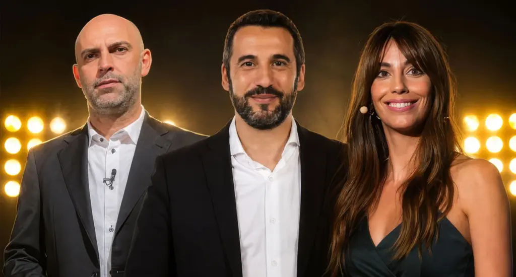 Willy Rodríguez, José Antonio Mielgo y Almudena Cid en Meetings FesTVal Lanzarote. Imagen cedida por la organización