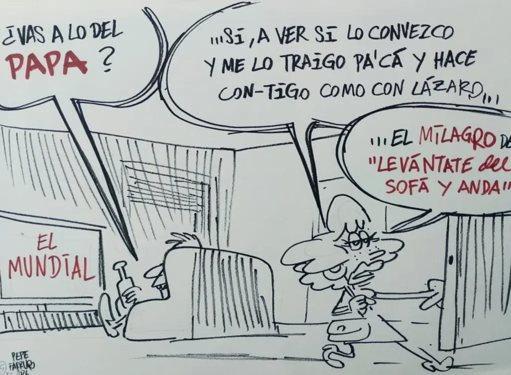 Viñeta Farruqo visita papa a España 10 junio 2026