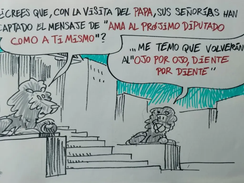 Viñeta de Farruqo intervención del papa en las Cortes Generales 10 junio 2026