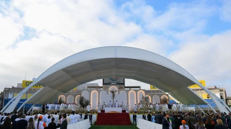 Un momento de la santa misa en el Estadio de Gran Canaria este jueves 11 de junio de 2026 (@Vatican Media)