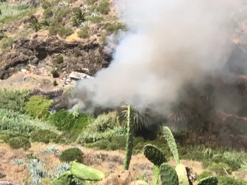 Declarado un conato de incendio en Masca a 50 metros de viviendas