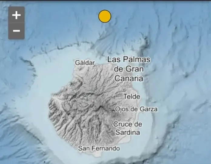 Terremoto de madrugada al norte de Gran Canaria de magnitud 2.6