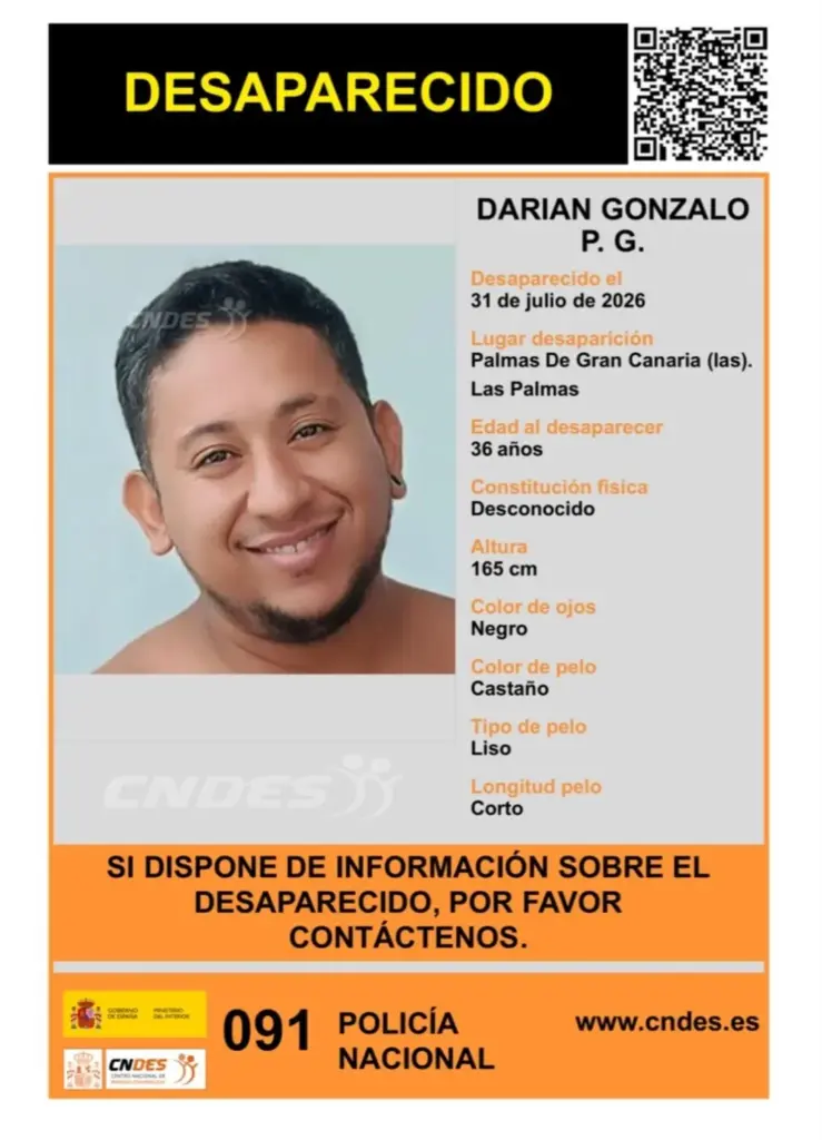 Buscan a Darian Gonzalo P.G, desaparecido en Las Palmas de Gran Canaria
