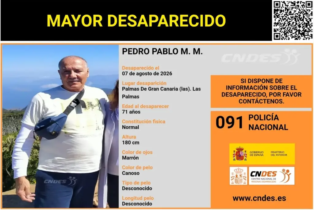 Piden colaboración ciudadana para localizar a Pedro Pablo M.M. Imagen Policía Nacional