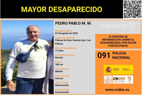Piden colaboración ciudadana para encontrar a Pedro Pablo M.M., desaparecido en Las Palmas de Gran Canaria