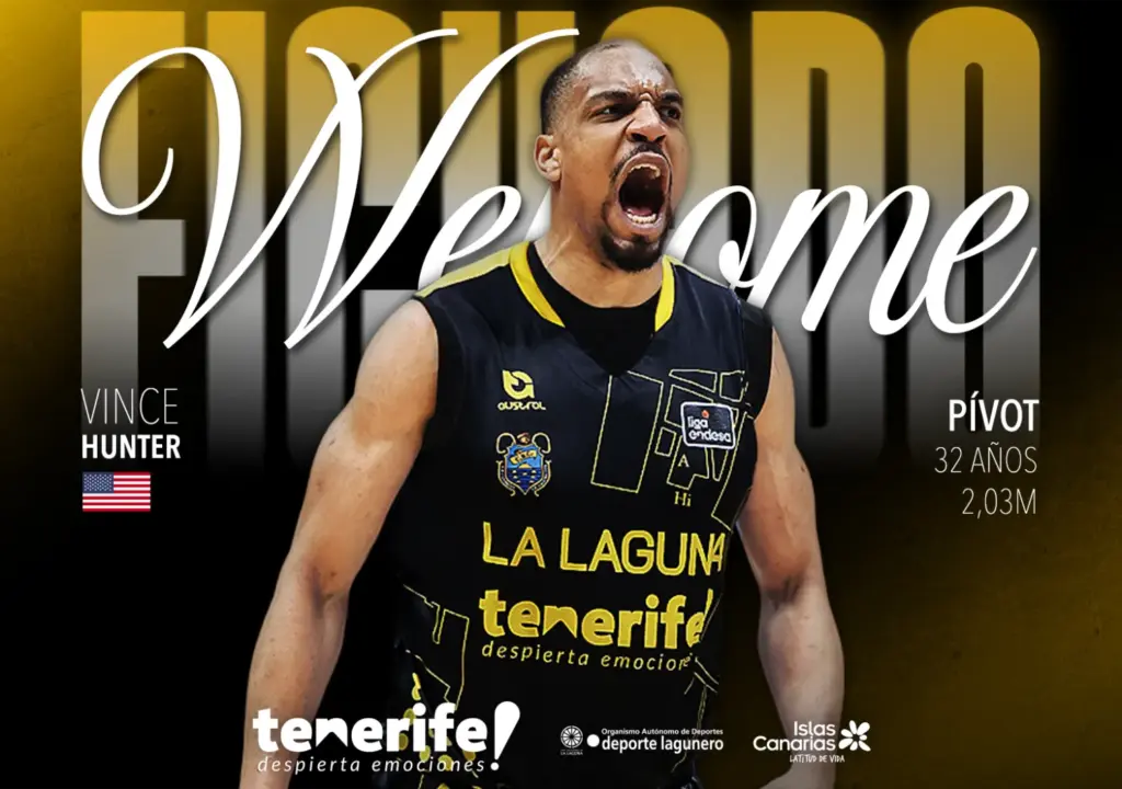 El pívot Vince Hunter se incorpora al club La Laguna Tenerife. Club Baloncesto Canarias