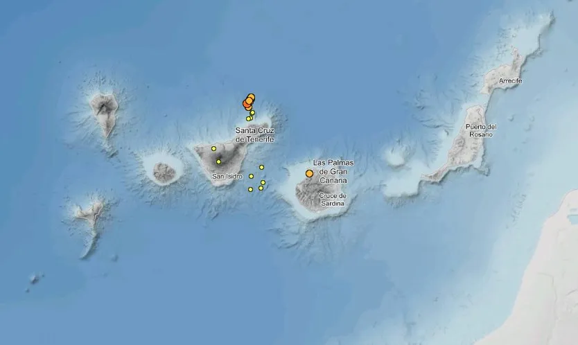 Últimos movimientos registrados por el Instituto Geográfico Nacional (IGN). Imagen IGN