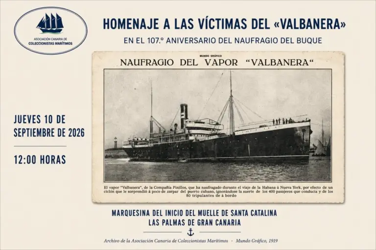 Las Palmas de Gran Canaria acogerá el 10 de septiembre un homenaje a las víctimas del ‘Valbanera’