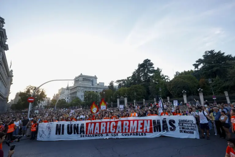 Protesta por el desahucio de Maricarmen en el centro de Madrid