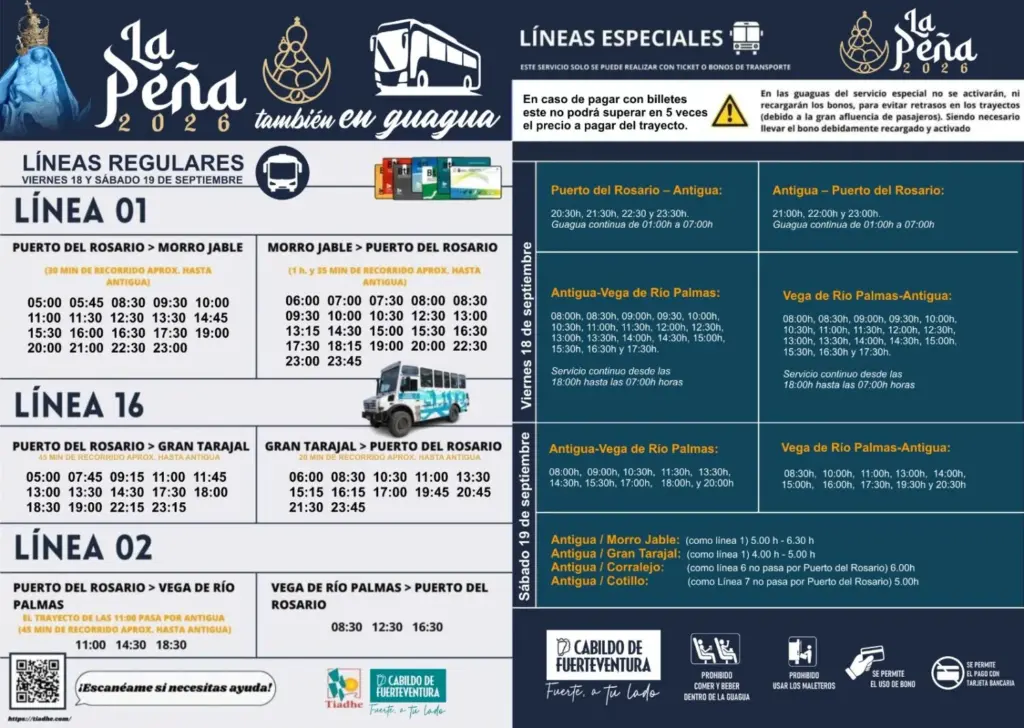 Líneas especiales por las Fiestas de la Virgen de la Peña