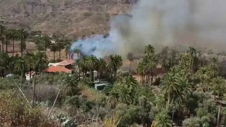 Varios medios aéreos trabajan en la extinción del conato de incendio en Santa Lucía de Tirajana