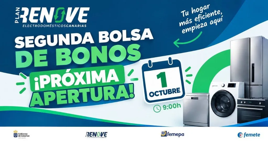 Cartel de la segunda fase del Plan Renove de Electrodomésticos de Canarias. Imagen cedida Gobierno de Canarias