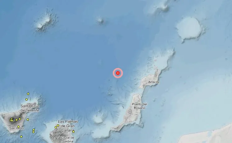 Registrado un terremoto de magnitud 3 en la costa oeste de Lanzarote