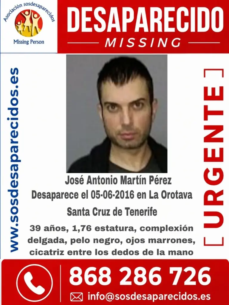Alerta por la desaparición de José Antonio Pérez hace 10 años en La OrotavaREMITIDA / HANDOUT por SOS DESAPARECIDOS