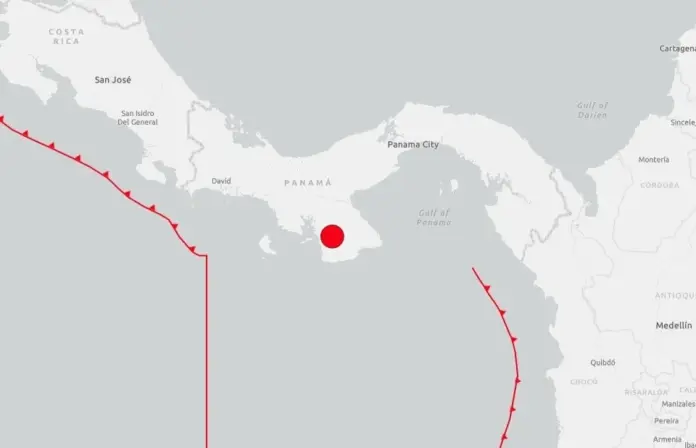 Terremoto magnitud 7,6 en el centro-sur de Panamá. REMITIDA / HANDOUT por USGS Fecha: 09/10/2026.