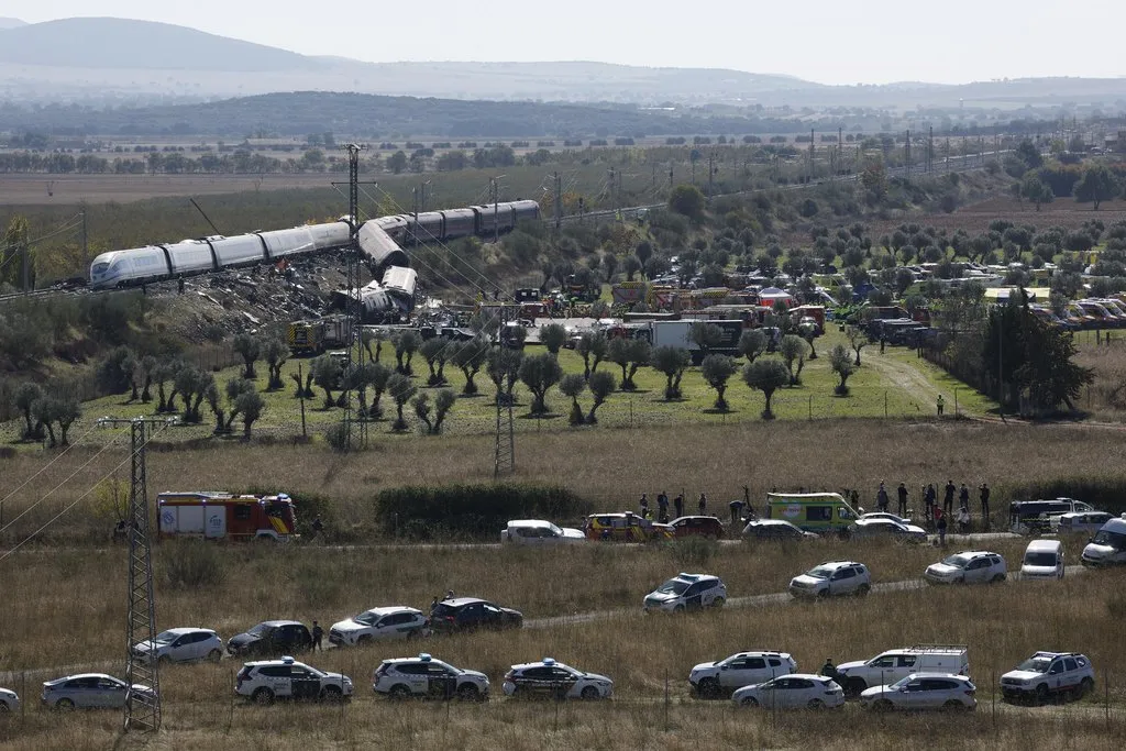 Lugar del accidente de dos trenes de alta velocidad, uno de Renfe y otro de Iryo