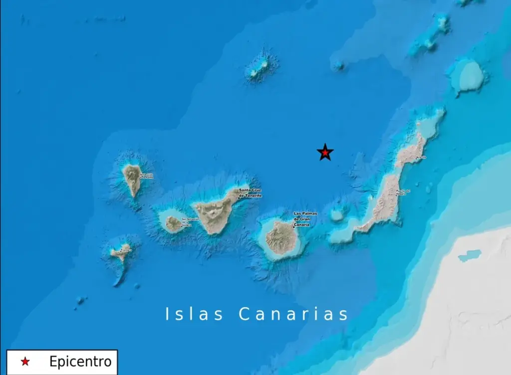 Un sismo de magnitud 3.1 sacude la zona atlántica de Canarias a 50 kilómetros de profundidad