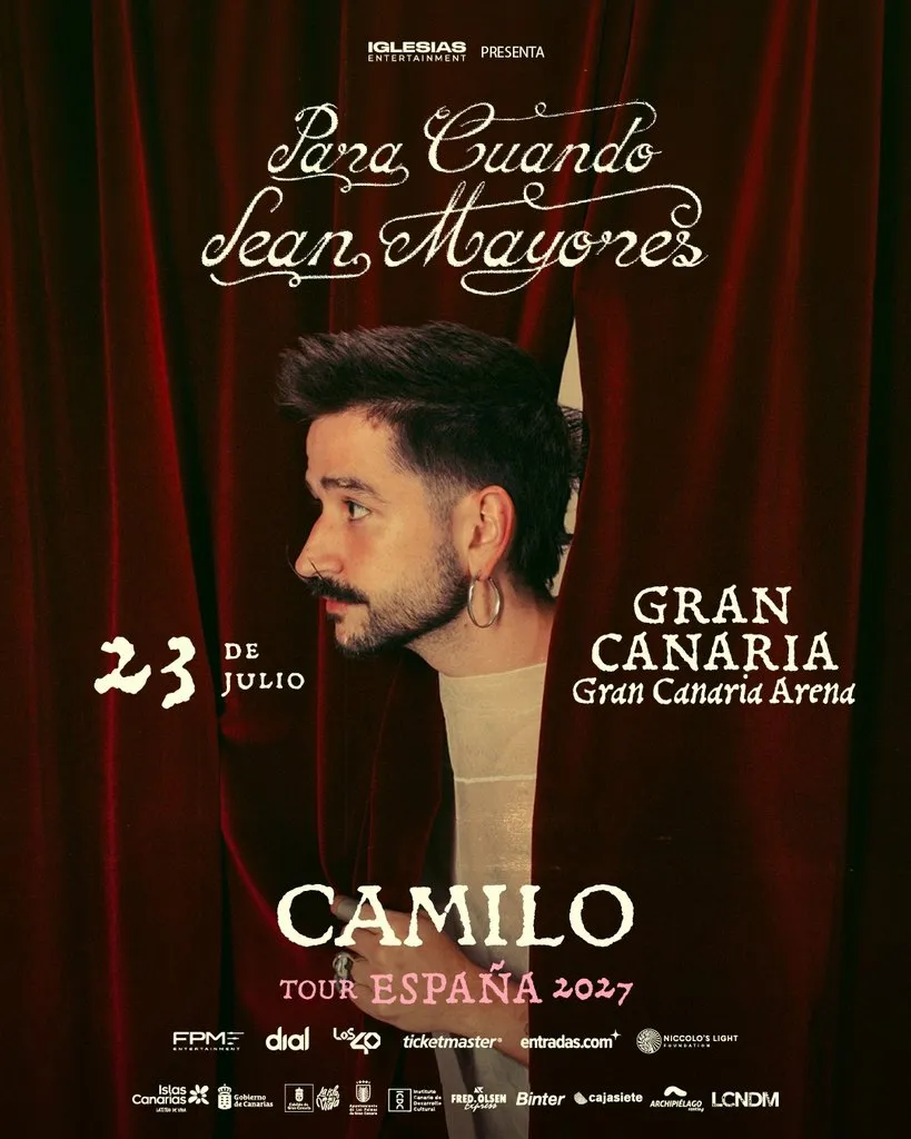 Cartel del anuncio del concierto de Camilo el 23 de julio de 2027 en el Gran Canaria Arena /