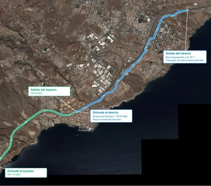Las obras se desarrollarán en horario nocturno y supondrán modificaciones a la circulación en sentido Santa Cruz de Tenerife
