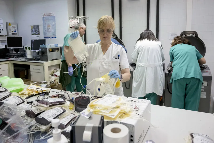Trabajos realizado durante toda la noche tras recibir más de 2.000 donaciones de sangre en la región después del accidente ferroviario de Urda (Toledo) y cómo los helicópteros medicalizados fueron claves en la atención inicial a los heridos. EFE/Jesús Monroy